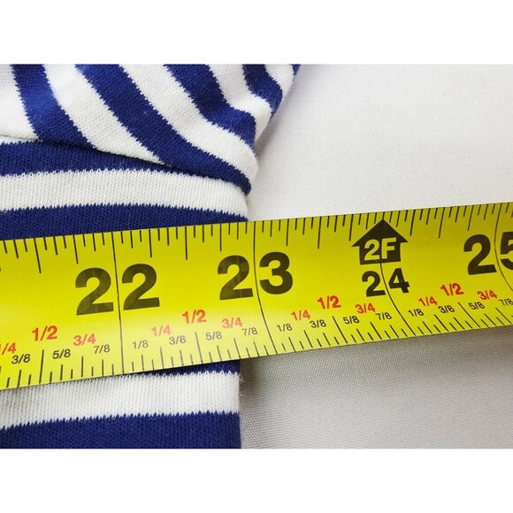 L.L. Bean Size XL Womens White Blue Stripe 3/4 Sleeve Draw String V Neck Top - Picture 2 of 9